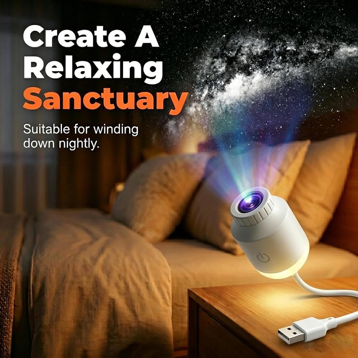 2-in-1 Sterrenprojector & Nachtlampje met 12 Verwisselbare Films - Sterrenhemelprojector - Galaxy projector - 360° verstelbare LED-nachtlamp - USB - Voor Slaapkamer, Auto en Kinderkamer – foto 5