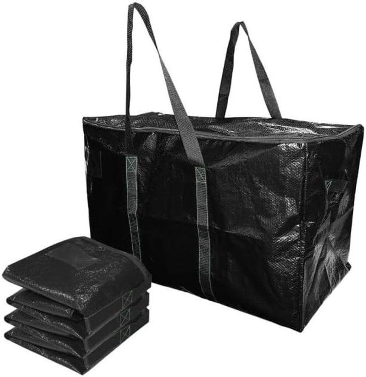 Verhuis Opbergzakken - Transporttassen Koffers - Spullen Opslaan - Waterafstotende Coating - 70 x 35 x 42 cm - Zwart