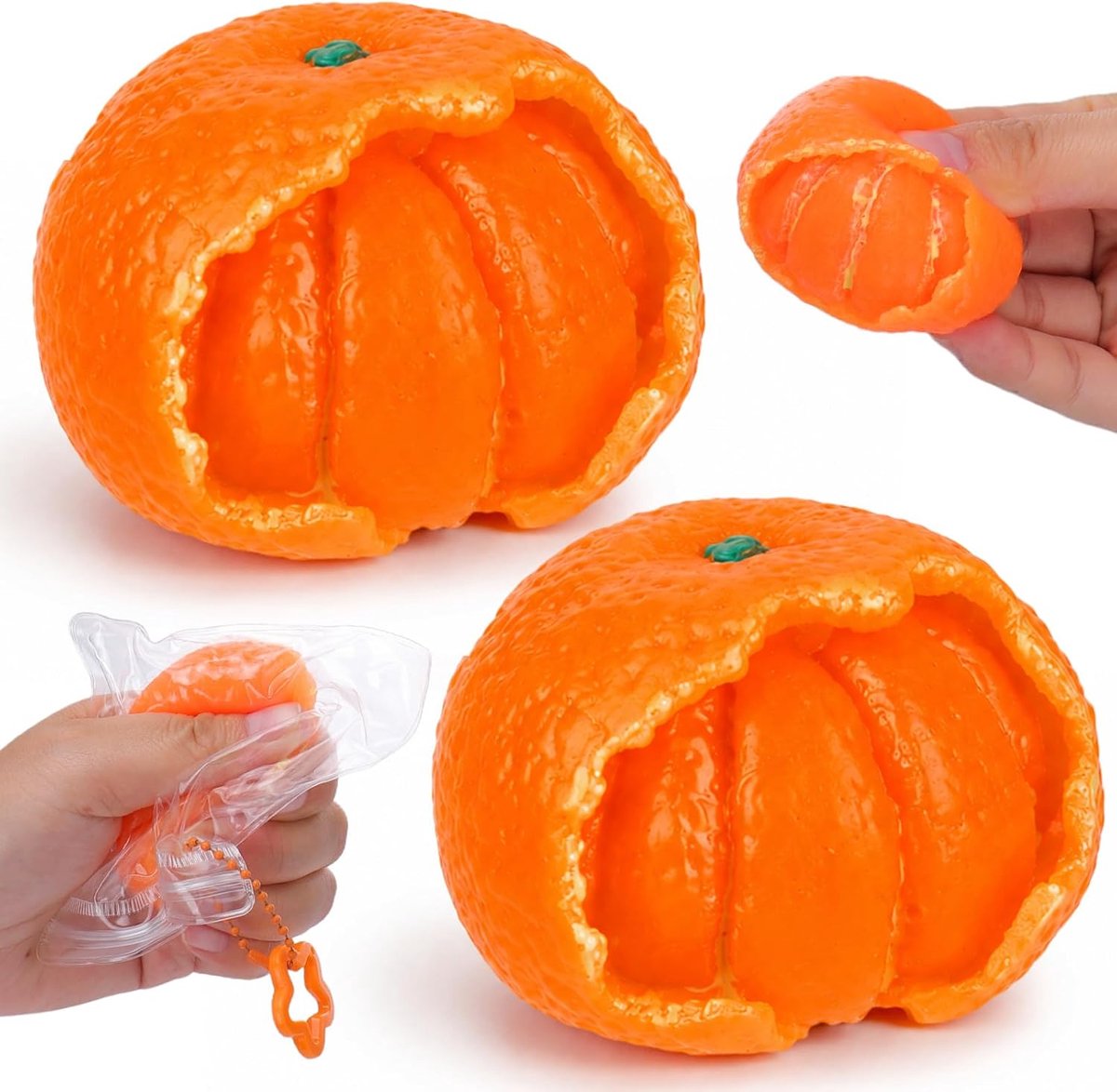 Slow Rising Squishy Mandarijn - 2 stuks - Kleurverandering Fidget Squishy - Zachte Stressverlichtend Speelgoed - Anti Stress Speelgoed - Knijp Speelgoed - Langzame Squishy - Fidget Toys - Angstverlichting - Cadeaus - Oranje+Groen