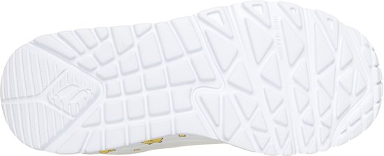 Witte sneaker zool met profiel en het Skechers logo.