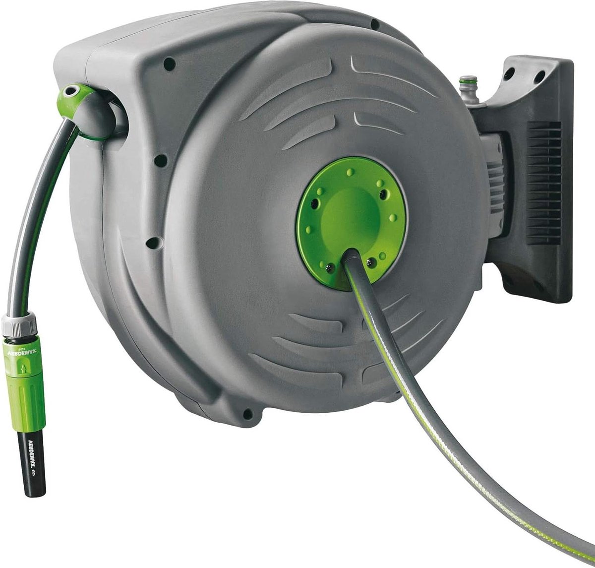 Slangenbox met slang - Waterslang haspel - Automatisch oprollen - Onderhoudsvrij ontwerp - 12 meter slang - Grijs