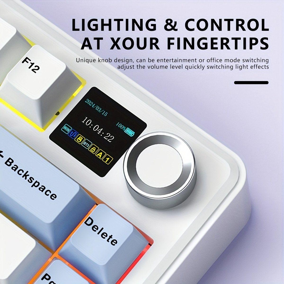 AULA F75 MAX - Draadloos Mechanisch Toetsenbord Met TFT-Scherm En Draaiknop - Gamingtoetsenbord Met Pakking In 75%-Layout - Hot-Swappable - RGB-Achtergrondverlichting - Voor PC/Mac/Linux (Lichtblauw + Zwart En Wit) thumbnail 2