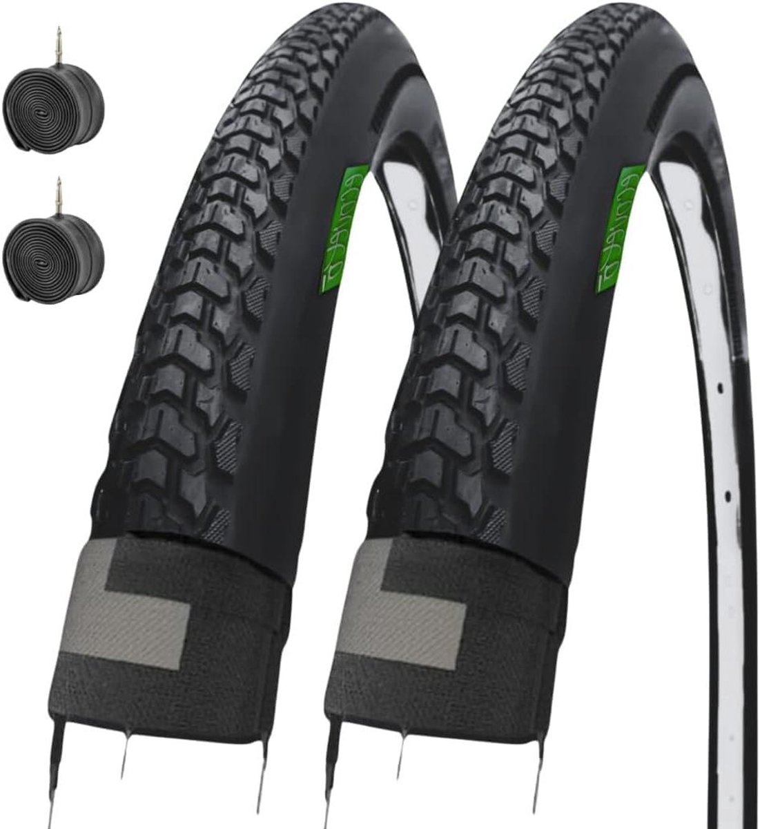 Fietsbanden Set - Banden Binnenbanden - Stadsfiets Trekking - Demi Slick Profiel - 700 x 40C - Zwart