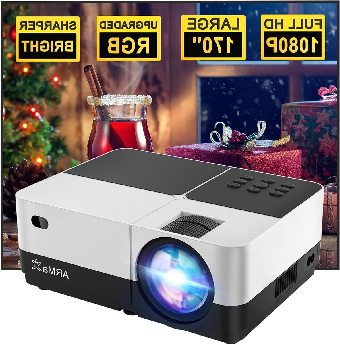 LED Projector - Home Cinema - Film Avond - Ondersteunt 1080p - 170 Inch Scherm - Zwart