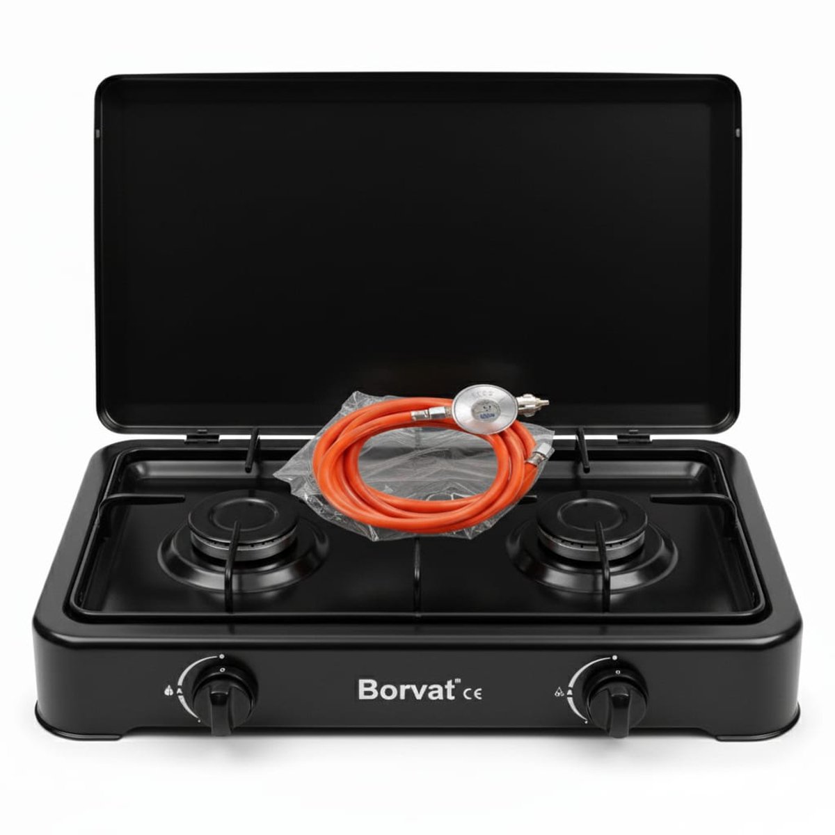 Borvat Gaskookplaat - los kooktoestel 2-pits - camping - zwart