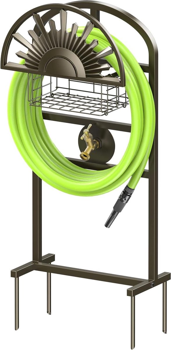 Tuinslanghouder - Slangopberger - Tuinonderhoud - Met Messing Kraan - Voor 150 voet slang - Brons
