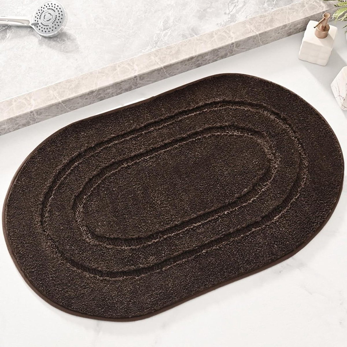 Badkamermatten - Badkamer tapijt - Zachte voeten - Snel absorberend - 50x78 cm - Bruin