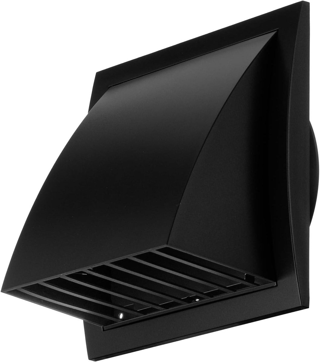 Gevelrooster met Klep - Afvoerlucht Rooster - Ventilatie Buitenmuur - Met Terugslagklep - Ø 150 mm - Antraciet