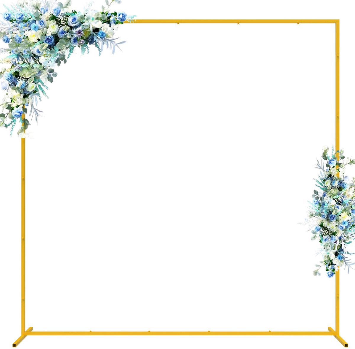 Achtergrondstandaard voor bruiloftsboog, 2M, gouden bruiloftsbogen voor ceremonie, vierkante metalen ballonboogstandaard, tuinprieel frame voor bruiloft, verjaardagsfeestje, babyshower, fotocabine