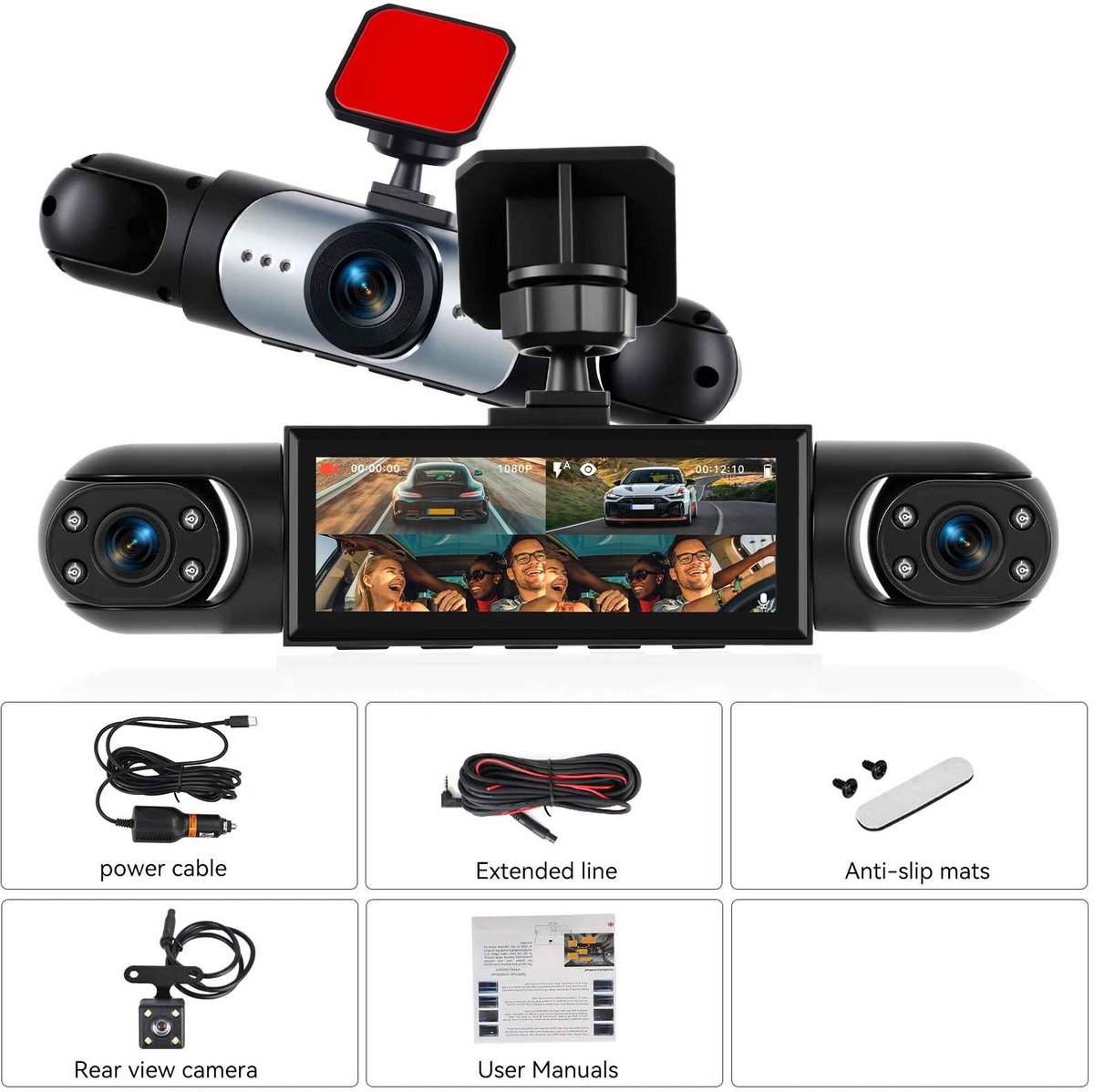 Casa Living Auto Dashcam - 4 Camera's - Full HD 1080P - GPS - Nachtzicht - Parkeerhulp - Bewegingsdetectie - 3,16 Inch IPS