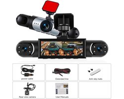 Casa Living Auto Dashcam - 4 Camera's - Full HD 1080P - GPS - Nachtzicht - Parkeerhulp - Bewegingsdetectie - 3,16 Inch IPS