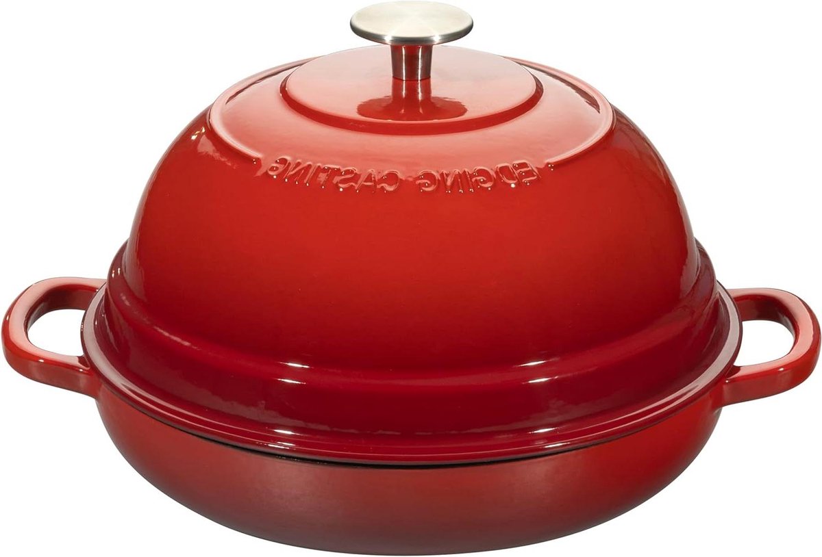 Gietijzeren Pan - Broodoven Stoofpan - Brood Bakken - Gelijkmatige Warmte - 6 Quart - Rood