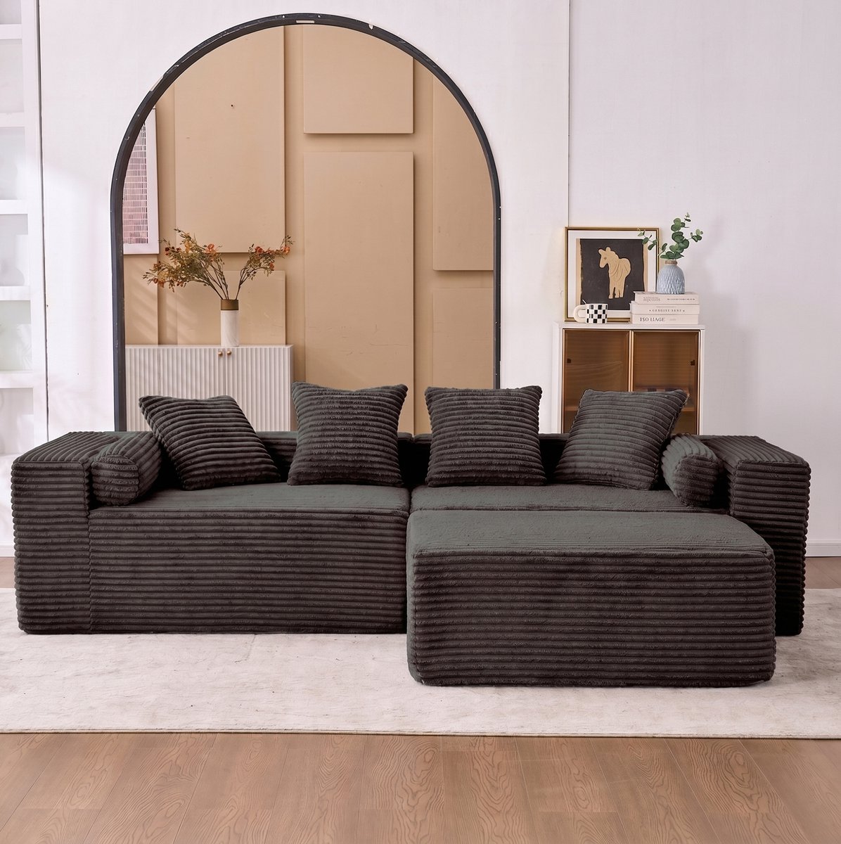 FloraGrace Hoekbank 266 x 110 x 60,01 cm - Modulaire 3-Zits L-Vorm Met Chaise Longue Zonde