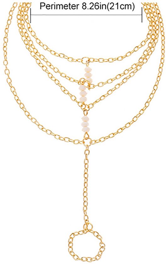 Boho vingerring armband goud slavenring pols armband gelaagd kleine parel handketting bruiloft kwast handketting sieraden voor vrouwen — afbeelding 5