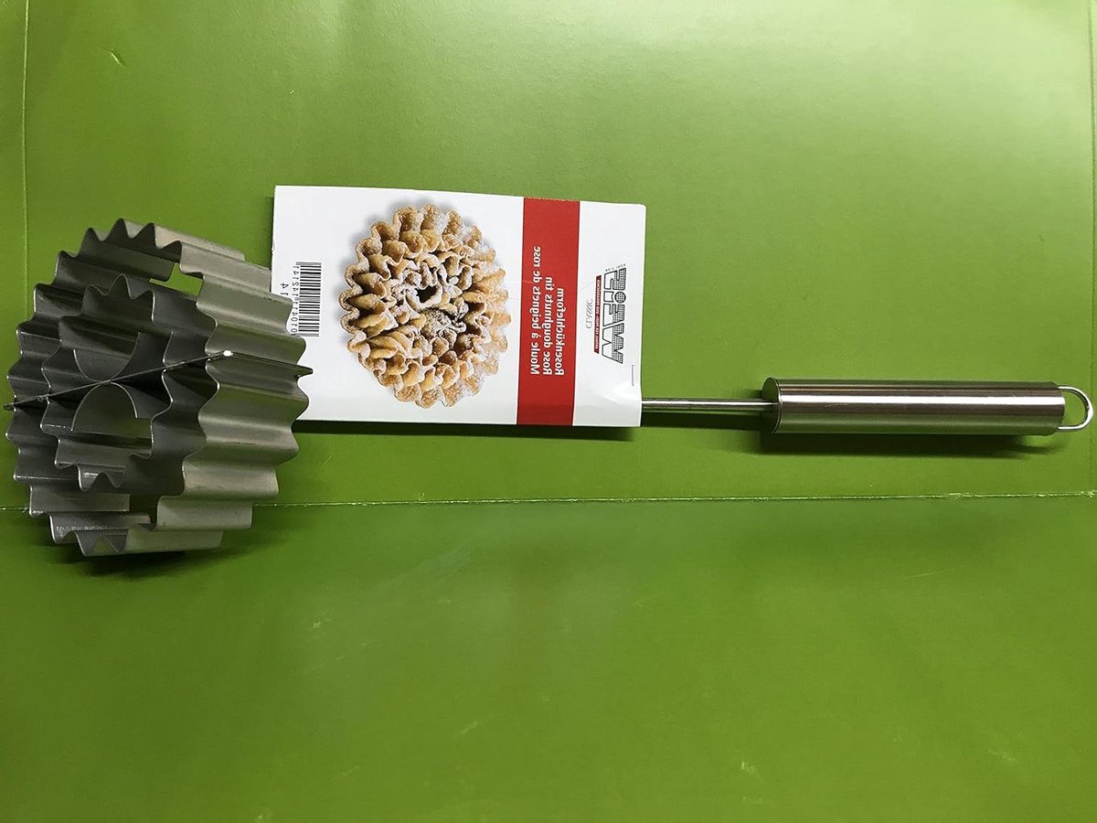 Wafelijzer Rose Koekje - Koekjesvorm Wafel - Koekjes Bakken - Roestvrij Staal - 46 cm lang - Zilverkleurig