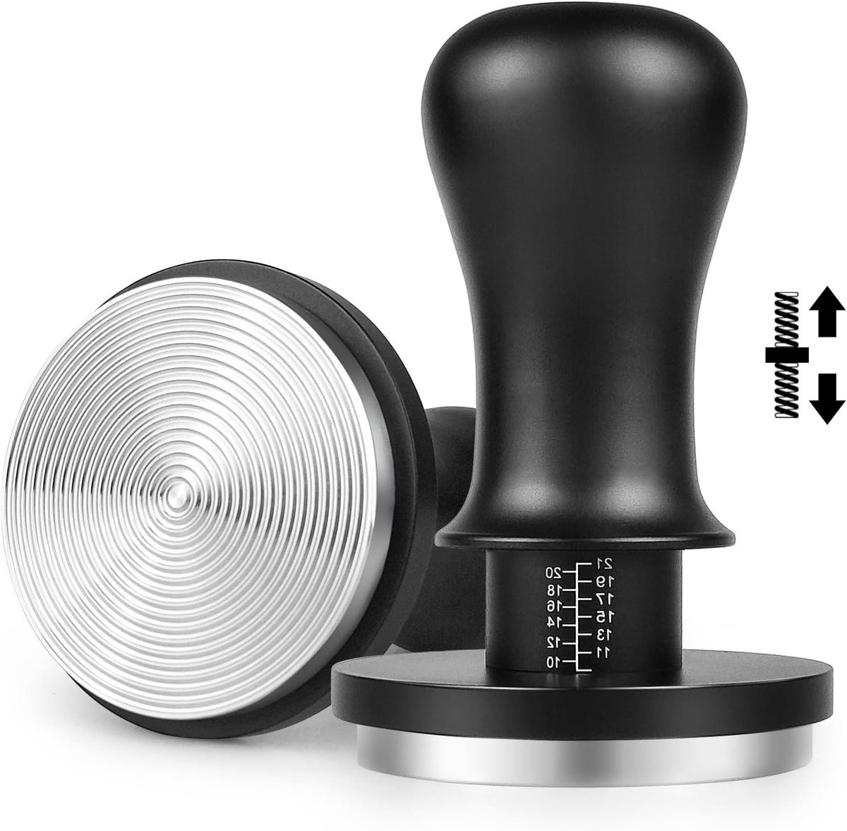 Koffie Tamper - Espresso Tamper - Espresso Bereiden - Veerbelaste Druk - 58mm - Zwart