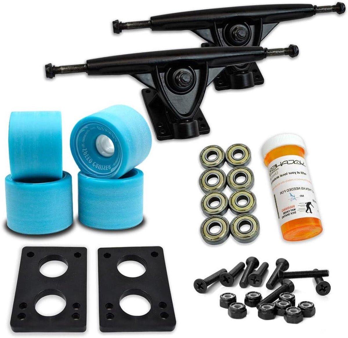 Longboard Trucks Wielen Set Skateboard Onderdelen Cruisen en Skaten Heavy Duty Aluminium 71mm Wielen Baby