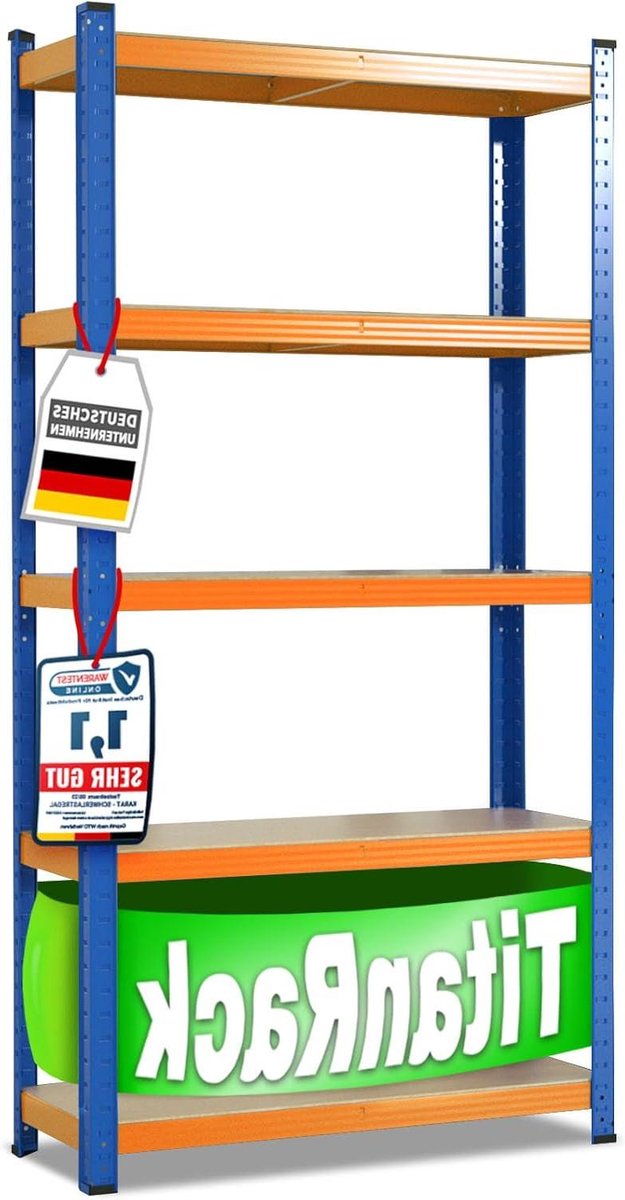 Opbergrek Zware Lasten - Stekkerrek Werkplaatsrek - Opslag Organiseren - Zonder Gereedschap Monteerbaar - 180 x 120 x 45 cm