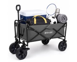 BRASQ Bolderkar Opvouwbaar - 100 Liter - 80 KG Draagkracht - Draaibare wielen mét rem - 90x51x100 CM - Verstelbare hendel - Inklapbare Bolderwagen - Compact – Grijs