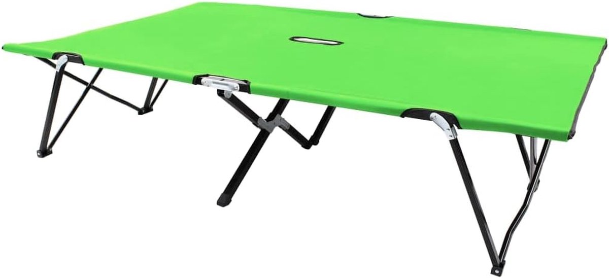 Dubbele Lounger - Campingbed 2 Persoons - Ontspannen Buiten - Inklapbaar Stalen Frame - 190 x 140 x 40 cm