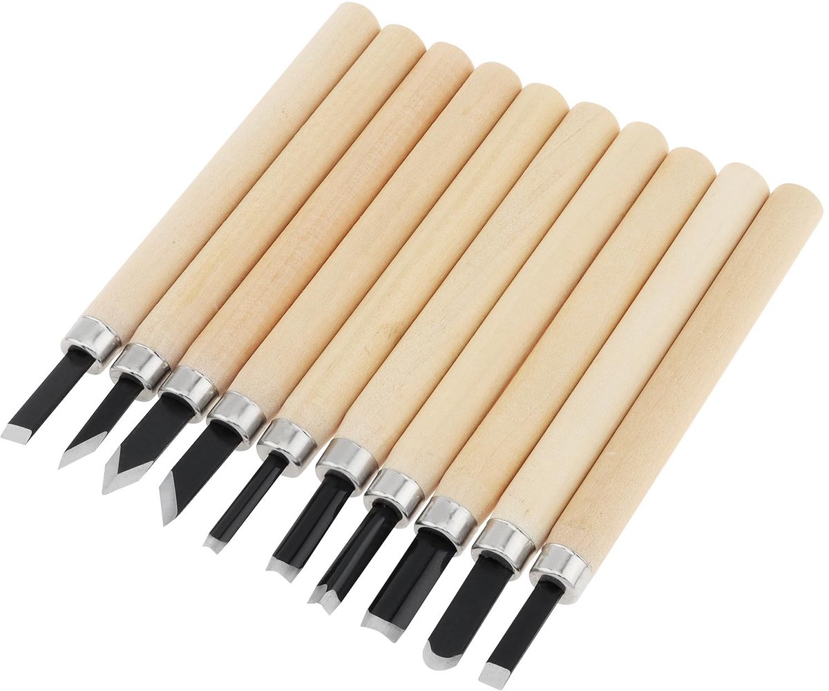10 stks Professionele Houtsnijwerk Beitel Set, Koolstofstaal Houtsnijwerk Gereedschap, Houtbewerking Beitels Hout Beitel Kits, Power Grip Carving Tools Geweldig voor Carving Houtbewerking