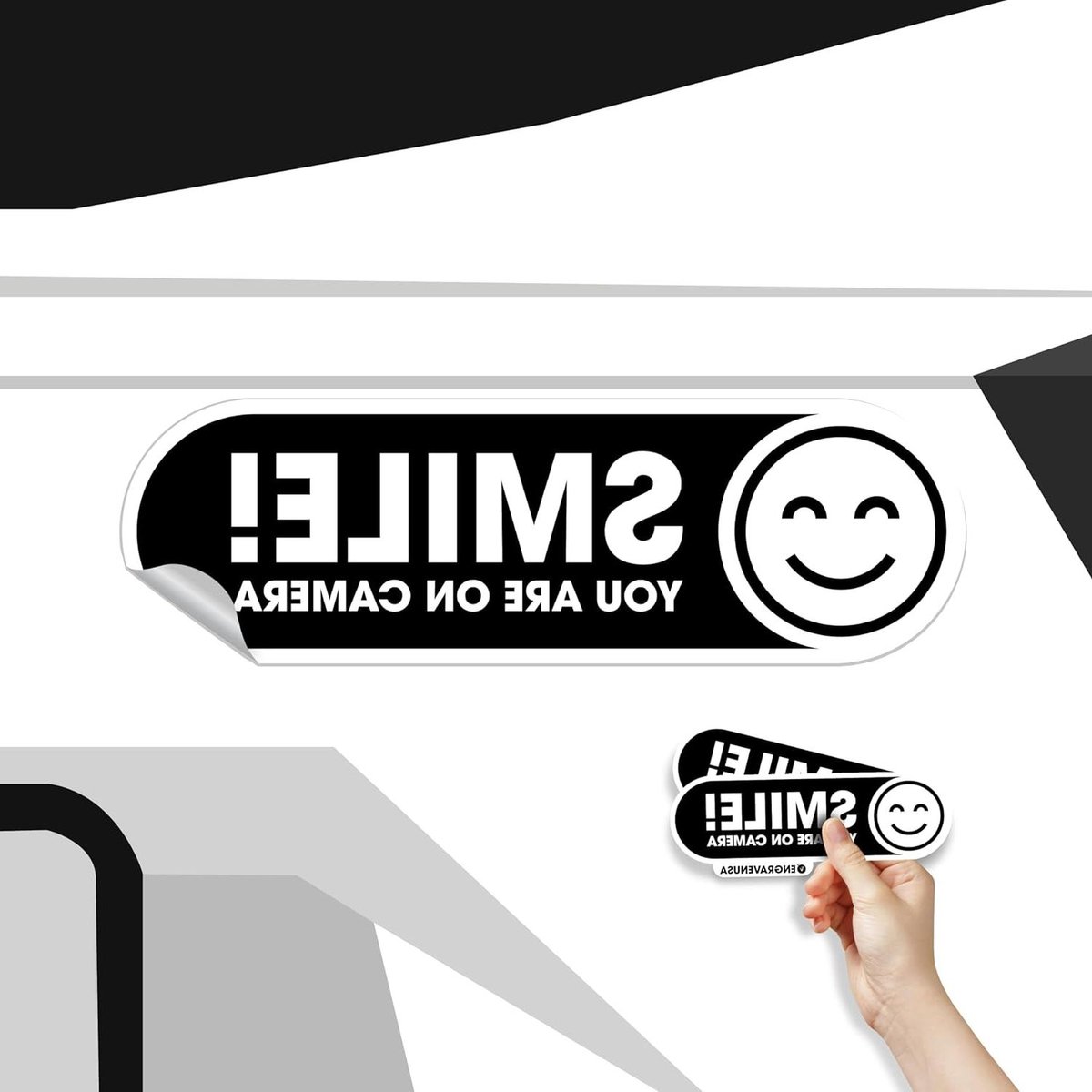 Auto Sticker - Dashcam Teken - Veiligheid Verhogend - Waterdicht Vinyl - 20 x 6 cm - Zwart