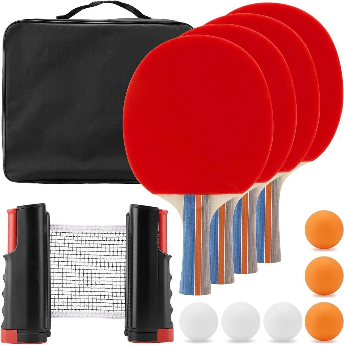 Tafeltennisset - Pingpong set - Recreatief Spel - Uitschuifbaar Net - 175 cm Net - Blauw