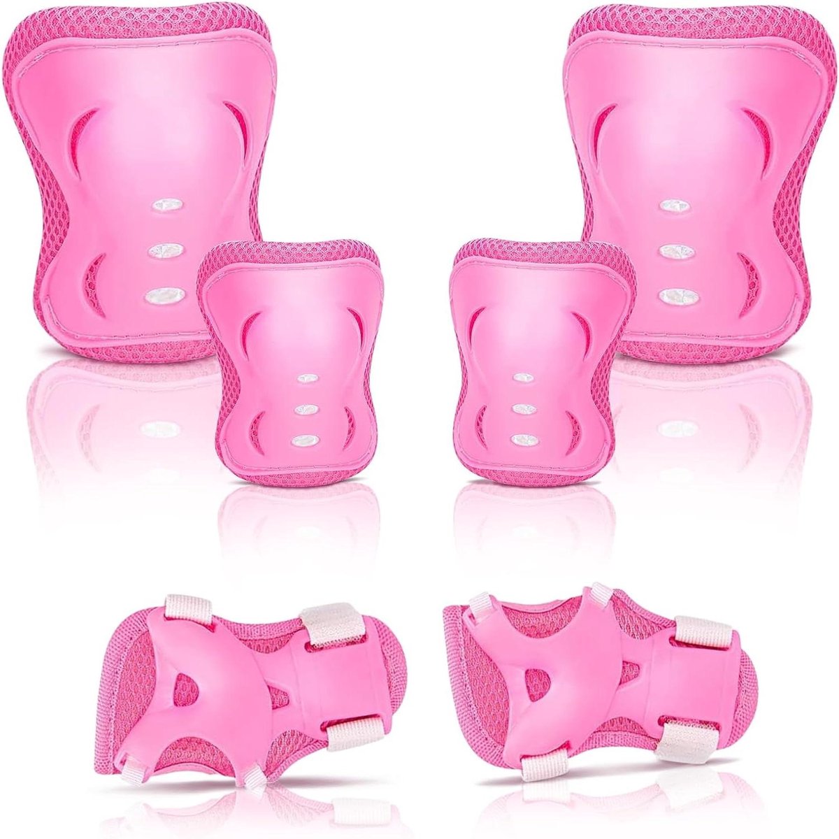 Kinderen Beschermingsset - Knie- en elleboogbeschermers - Buiten Sporten - Complete Set van 6 - Maat M - Roze