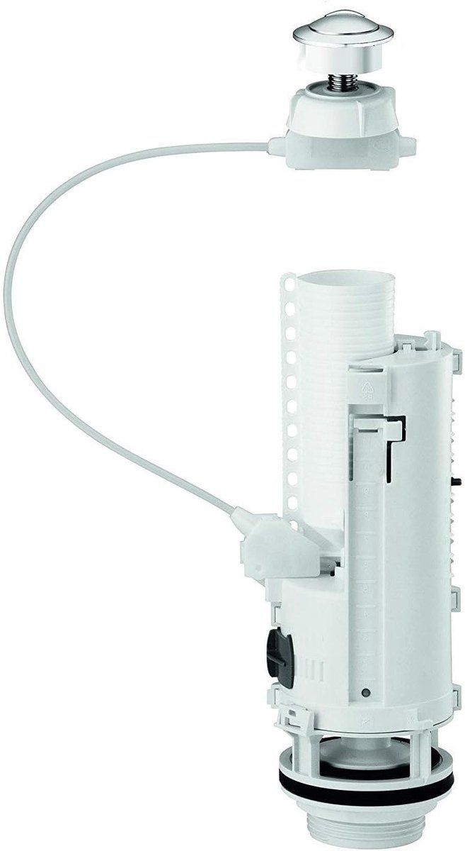 Spoelmechanisme Toilet - Toiletonderdeel Spoelklep - Toilet Reparatie - Dubbele Spoeling Verstelbaar - 27.5 cm - Wit