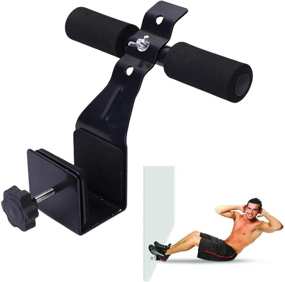Sit Up Bar Deur - Buiktrainer Home - Thuis Trainen - Verstelbaar Schuim - Universele Deur - Zwart