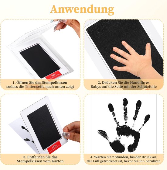 Set van 4 Afdrukken voor Handen en Voeten Baby Cadeau van Merkloos — afbeelding 5