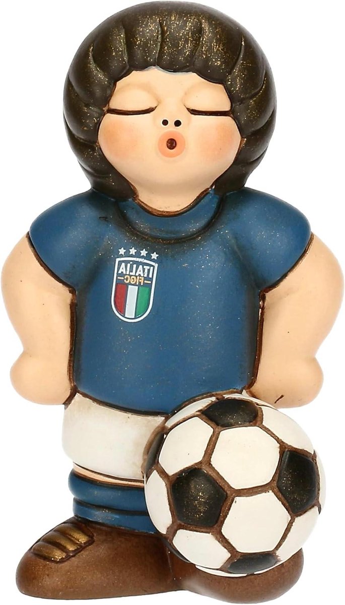 Keramische Voetballer Beeldje - Voetbal Decoratie - Verzamelen en Decoreren - Handgemaakt Keramiek - 418 x 38 x 712 cm