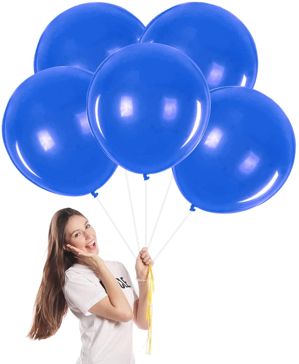 Grote blauwe ballonnen van natuurlijk latex, voor volwassenen, heliumballonnen voor volwassenen, bruiloft, afstuderen, pensioen, jubileumfeest, decoratie