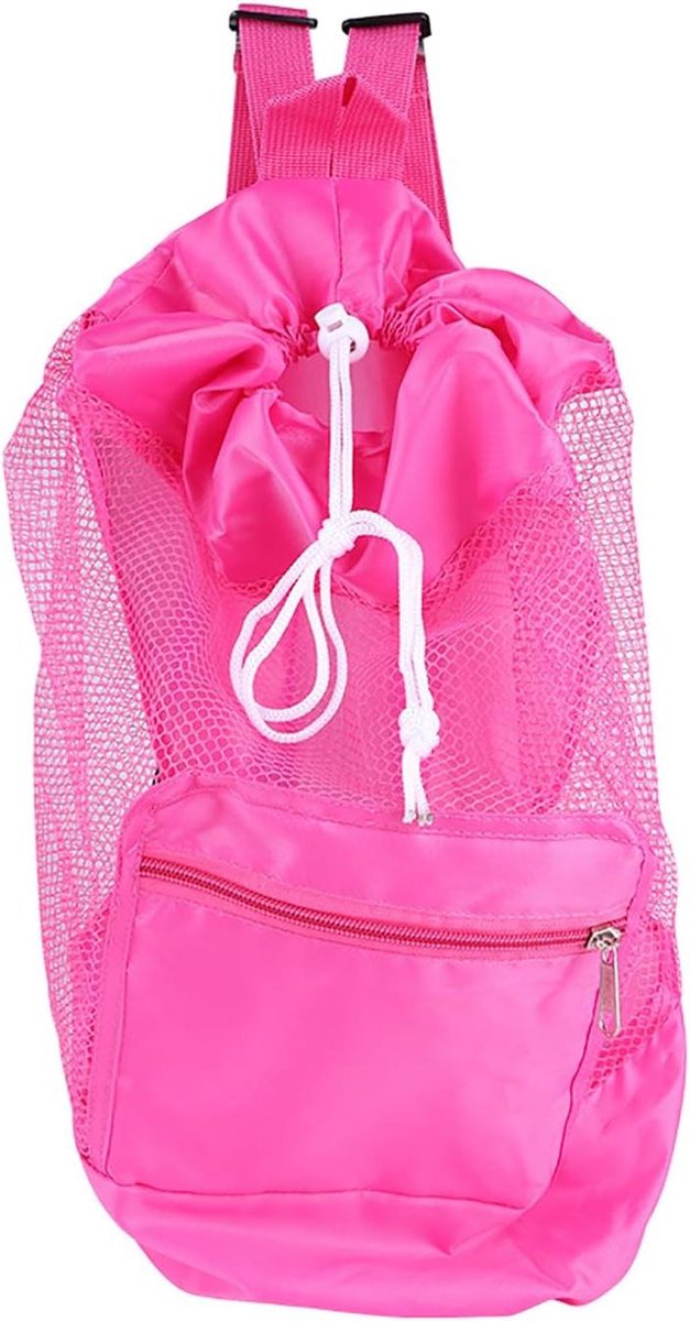 Strand Mesh Tas - Speelgoed Net - Strand Bezoek - Trekkoord Sluiting - 42 x 38 cm - Roze