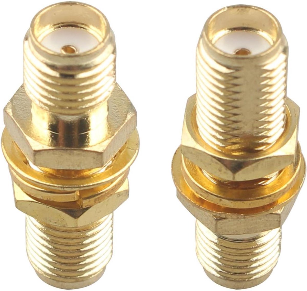 SMA Adapter Set - Schot Adapter - Signaal Versterking - Zuiver Messing Verguld - 2 Stuks - Zilverkleurig