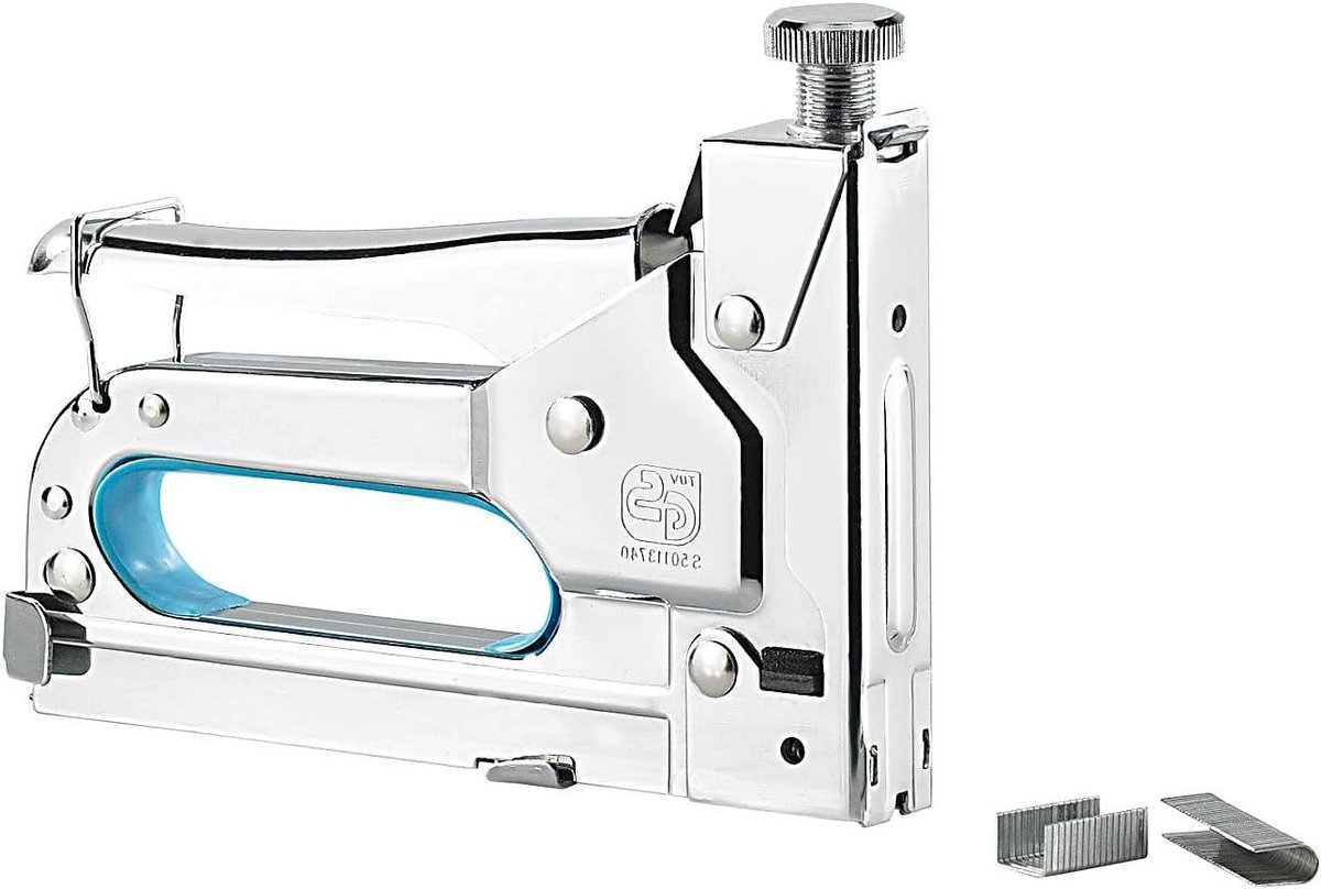 Handtacker 3-in-1 - Nietpistool Tackers - Klusprojecten Thuis - Verstelbare Druk - 600-delig 8 mm - Chroom