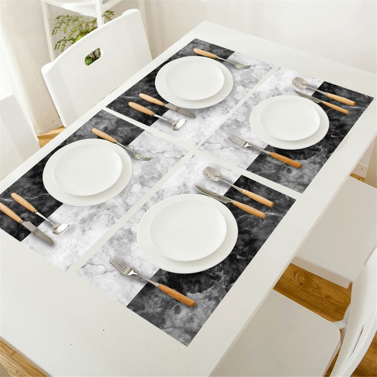 4/6 stks Set Tafel Matten Marmeren Natuurlijke Gedrukt Tafel Servet Keuken Accessoires Home Party Decoratieve Placemats Tafel mat (Color : M, Size : 4 PCS)