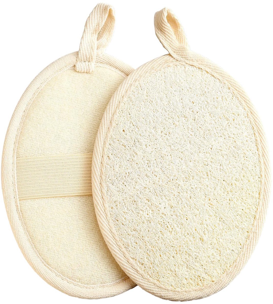 Badspons, loopfah-spons, lichaamscrubspons, douchespons, 2 stuks