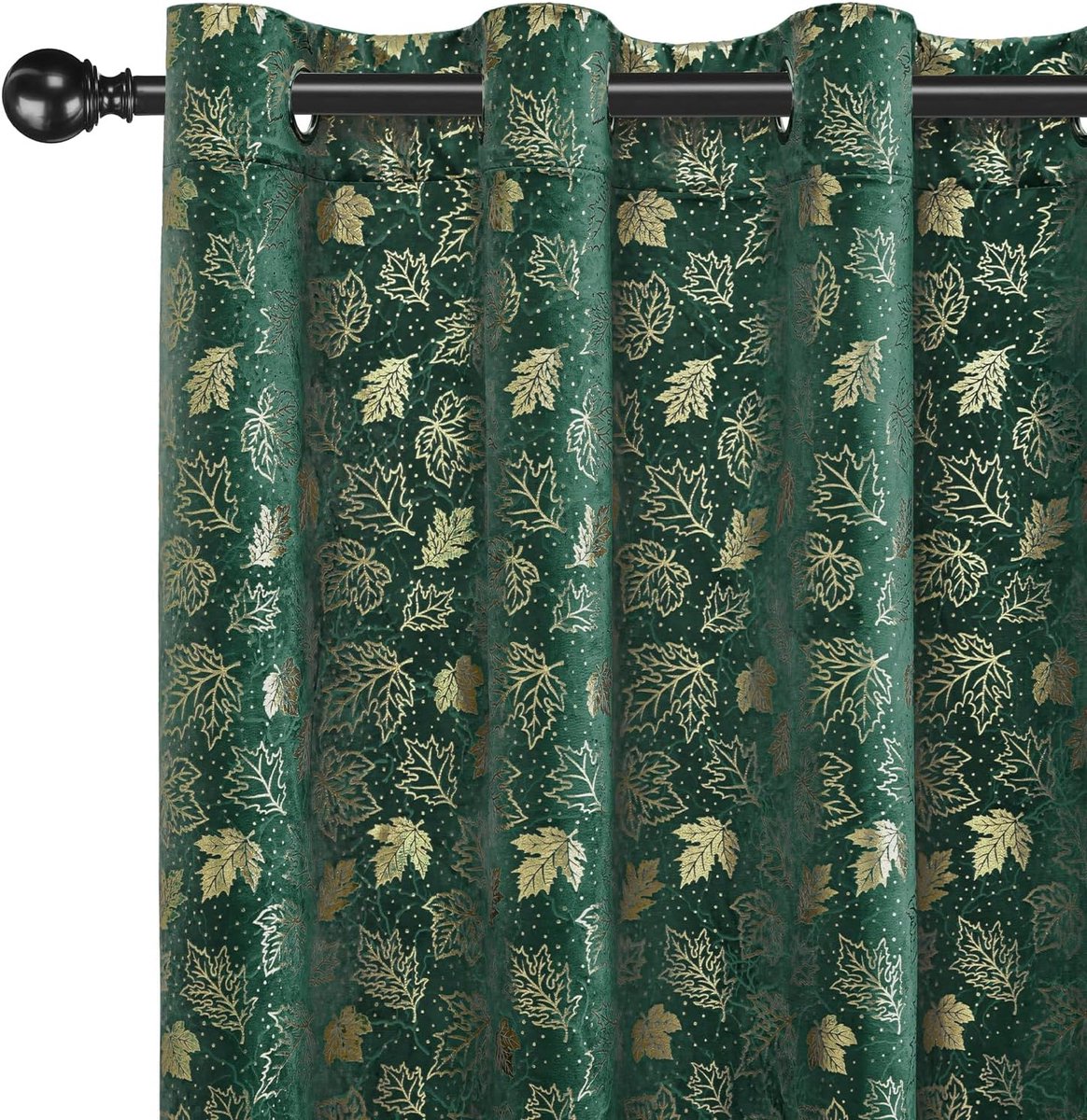 Gordijnen Set Van 2, 140x145cm, Ondoorzichtig Warmte-Isolerende Thermische Gordijnen Met Ringen, Geluidsbescherming, Voor Slaapkamer Woonkamer, Donkergroen