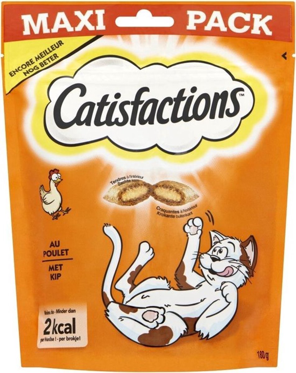 4x Catisfactions Snacks - Kattensnoepjes - Kip 180g