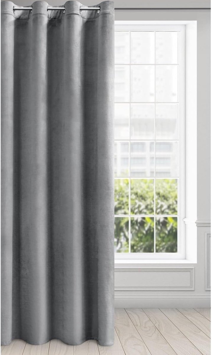 Fluwelen gordijn, plooiband, ondoorzichtige gordijnen, fluweel, velours, fluweel, melanie (zilver, 140 x 250 cm)