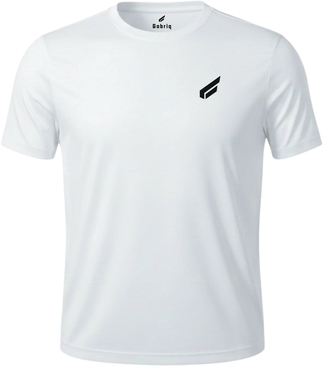 Gabriq Performance Sportshirt Heren Wit – Sneldrogend & Ademend – Padel, Tennis & Fitness