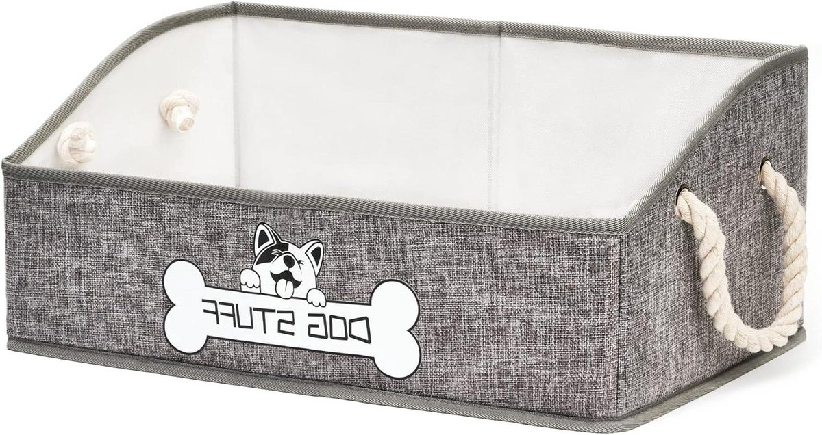 Opbergmand Hondenspeelgoed - Speelgoedbak organizer - Huis opruimen - Met handvatten - 40 cm breed - Zwart