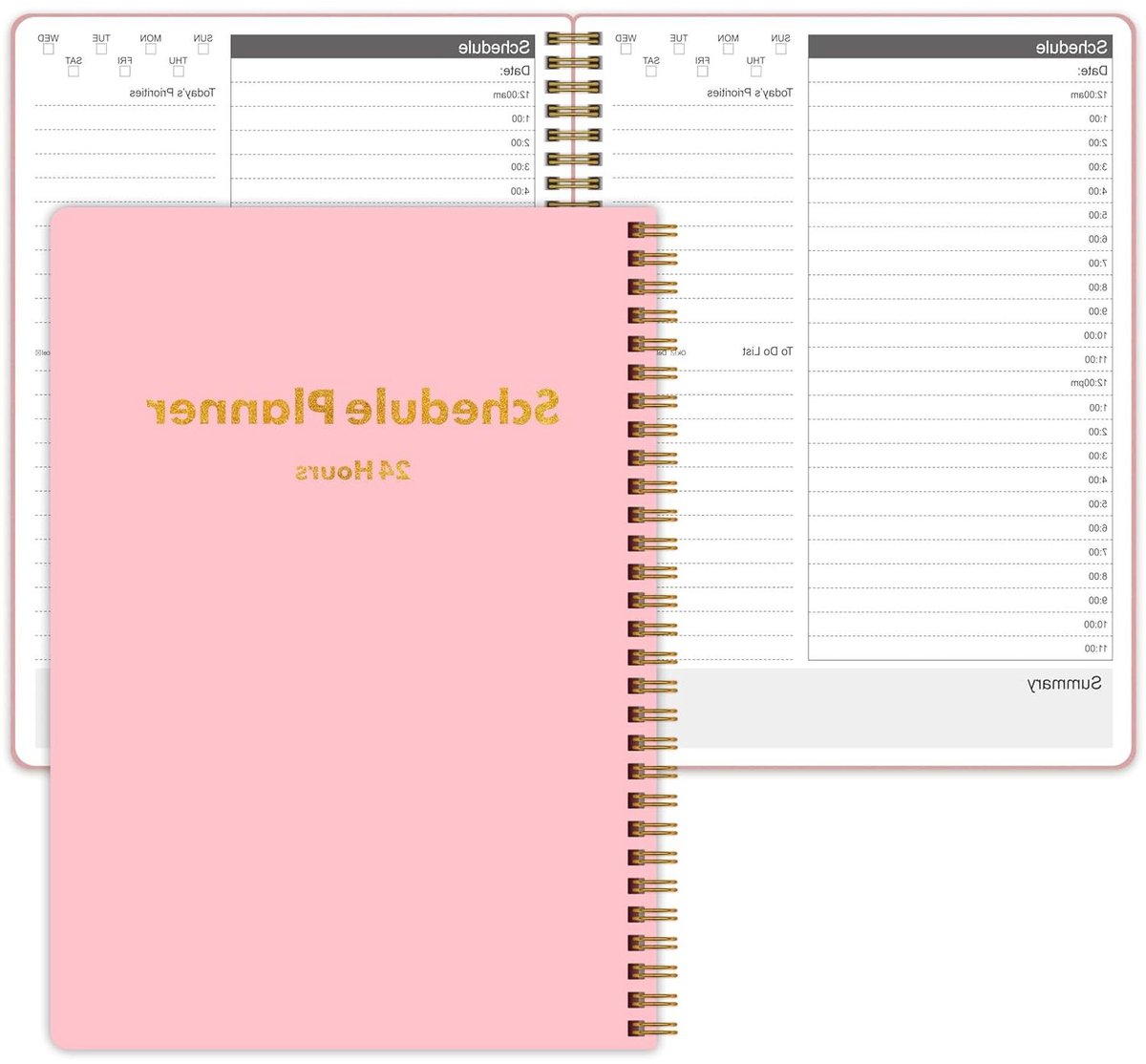Dagelijkse Planner - Agenda Notitieboek - Taken Organiseren - Ongedateerd Ontwerp - 7x10 Inch - Roze