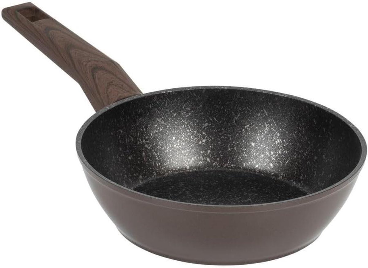 Diepe Koekenpan - Koekenpan Aluminium - Dagelijks Koken - Vierlaagse Anti-aanbaklaag - 20 cm - Zwart