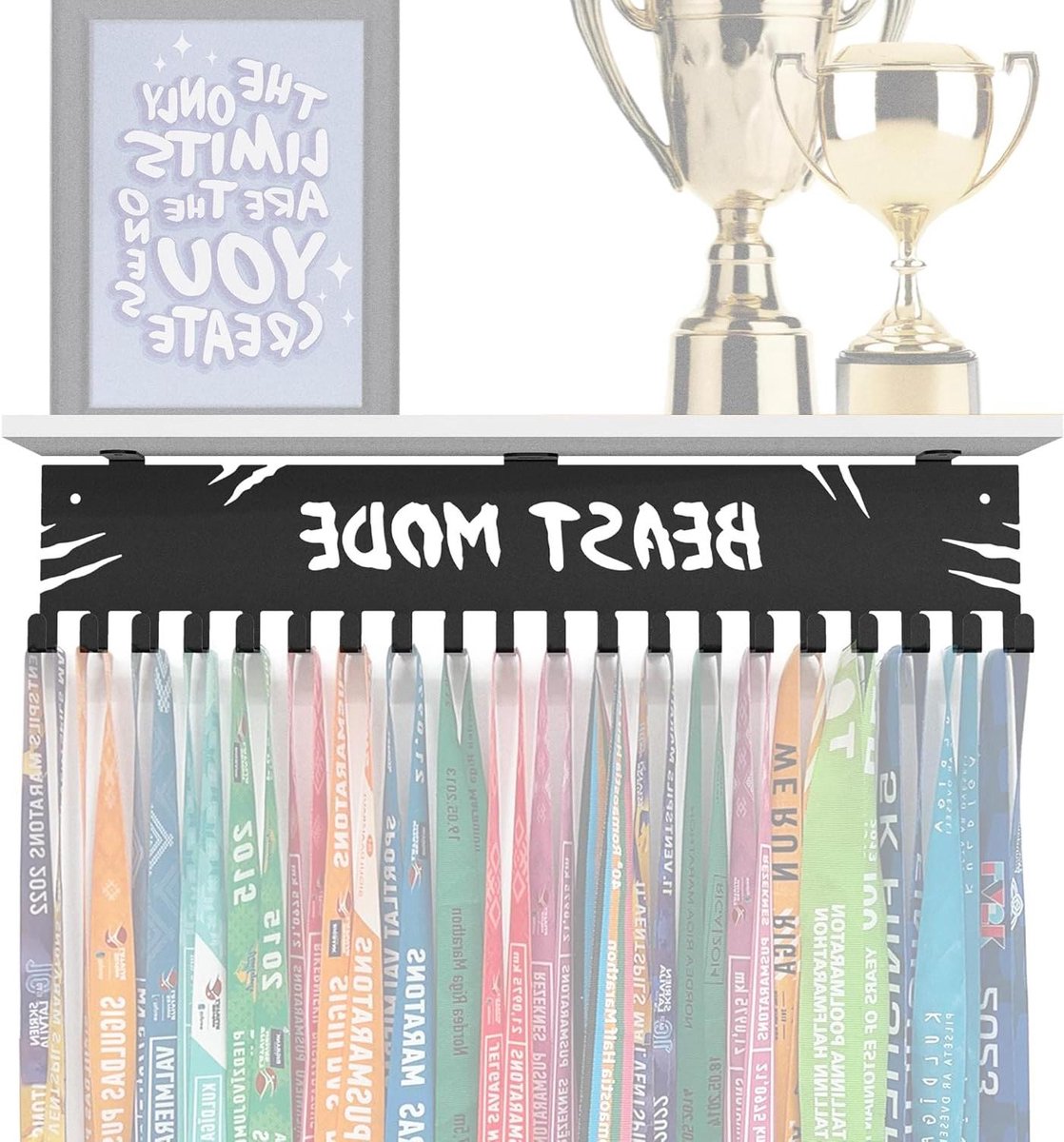 Medaille Hanger Display - Medaillerek Muur - Sport Awards Tonen - Houdt Tot 48 Medailles - 45 cm Breed - Zwart