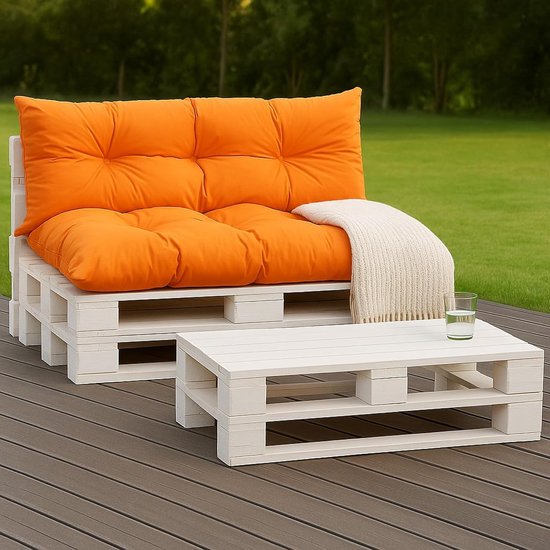 Kussenset - Kussen Tuinstoel - Tuin Pallet Kussen - Tuin Meubel Set Kussen - Europallet Kussen - Tuin Kussen - Oranje van Divero — afbeelding 4