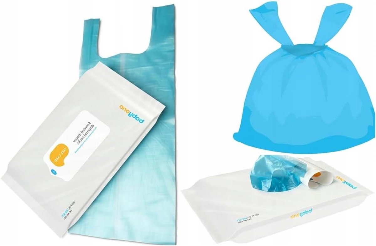Baby Luiertas Zakjes - Afvalzakjes Baby - Hygiënisch Luiers Weggooien - Geur Neutraliserend - 100 Stuks - Blauw