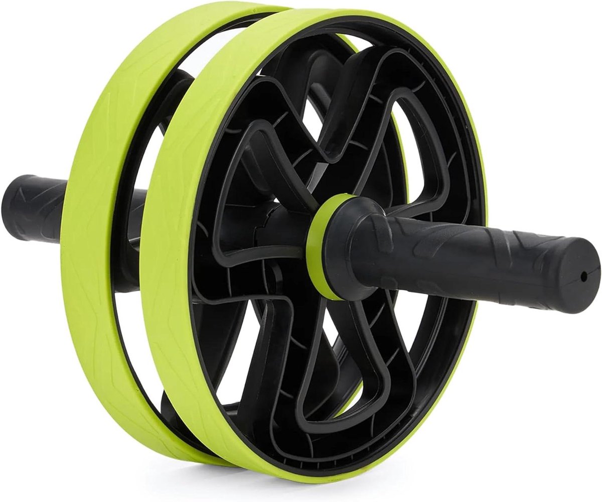 Buikspiertrainer Wiel - Ab Roller Fitnesswiel - Core Training - Antislip Schuimgrepen - 28.5 x 18.5 cm - Limoenkleur