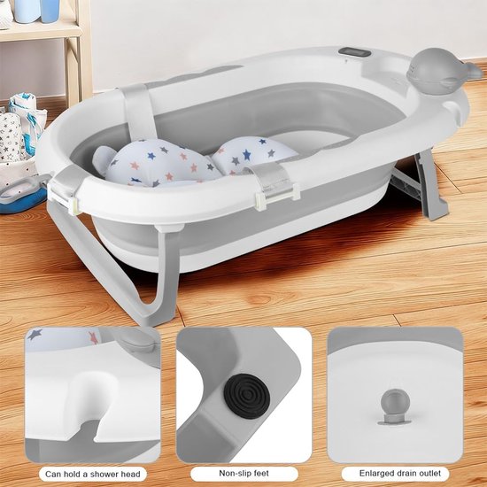 Babybad op Standaard - Opvouwbaar Babybad - Baby Verzorgen - Met Houder en Afvoer — afbeelding 2